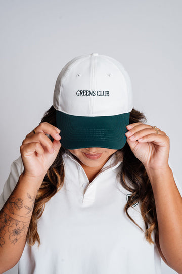 The Scord Greens Club Hat, a women's golf cap — front view